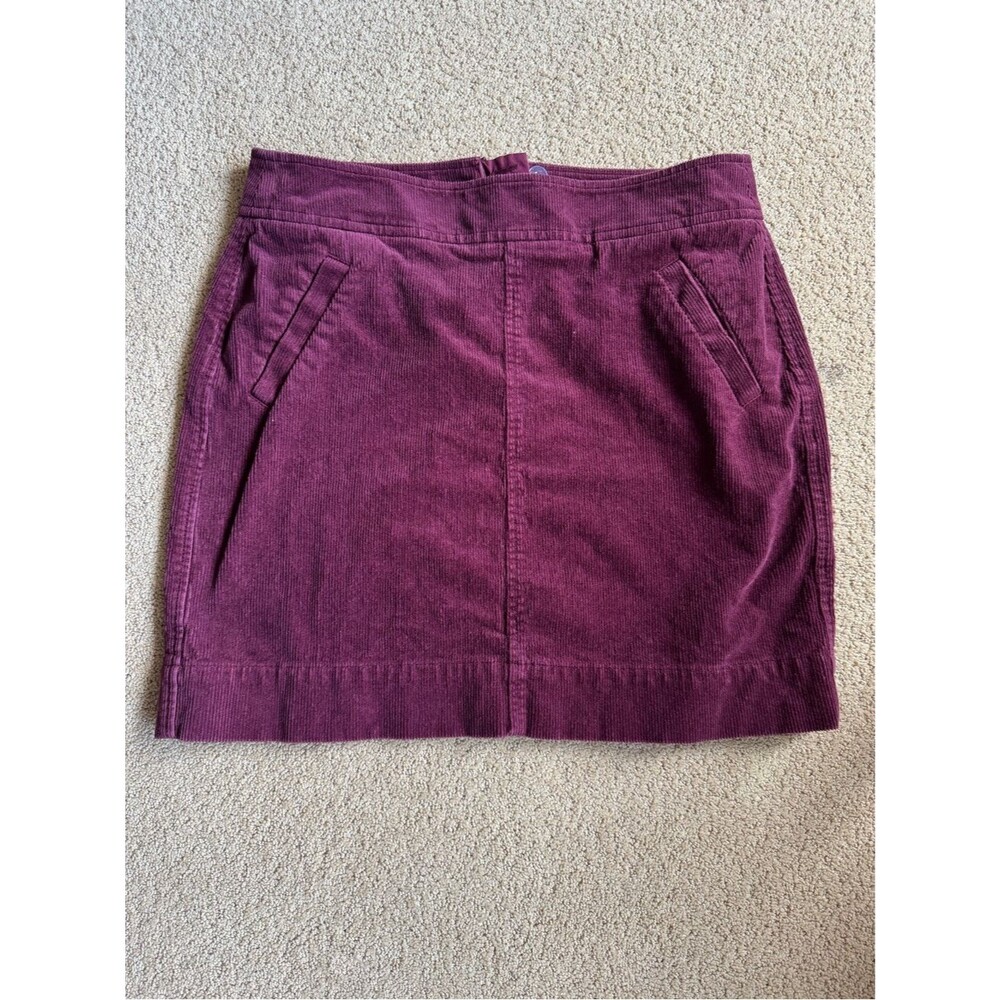 LOFT Maroon Corduroy Mini Skirt High Rise A-Line Pocket Skirt Size Unknown